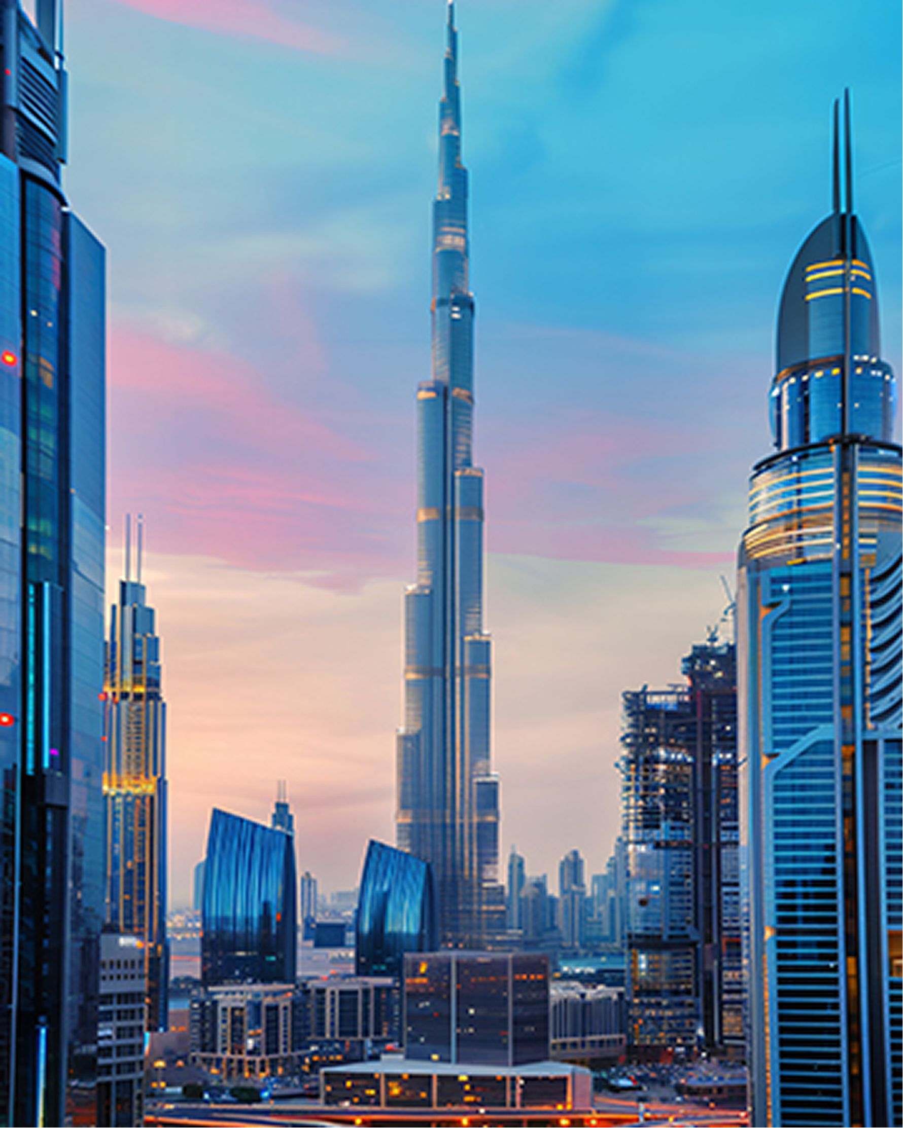 Rooftop dining with Dubai skyline view